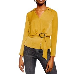 NWT Topshop Tortoise Buckle Collar Blouse Size 8